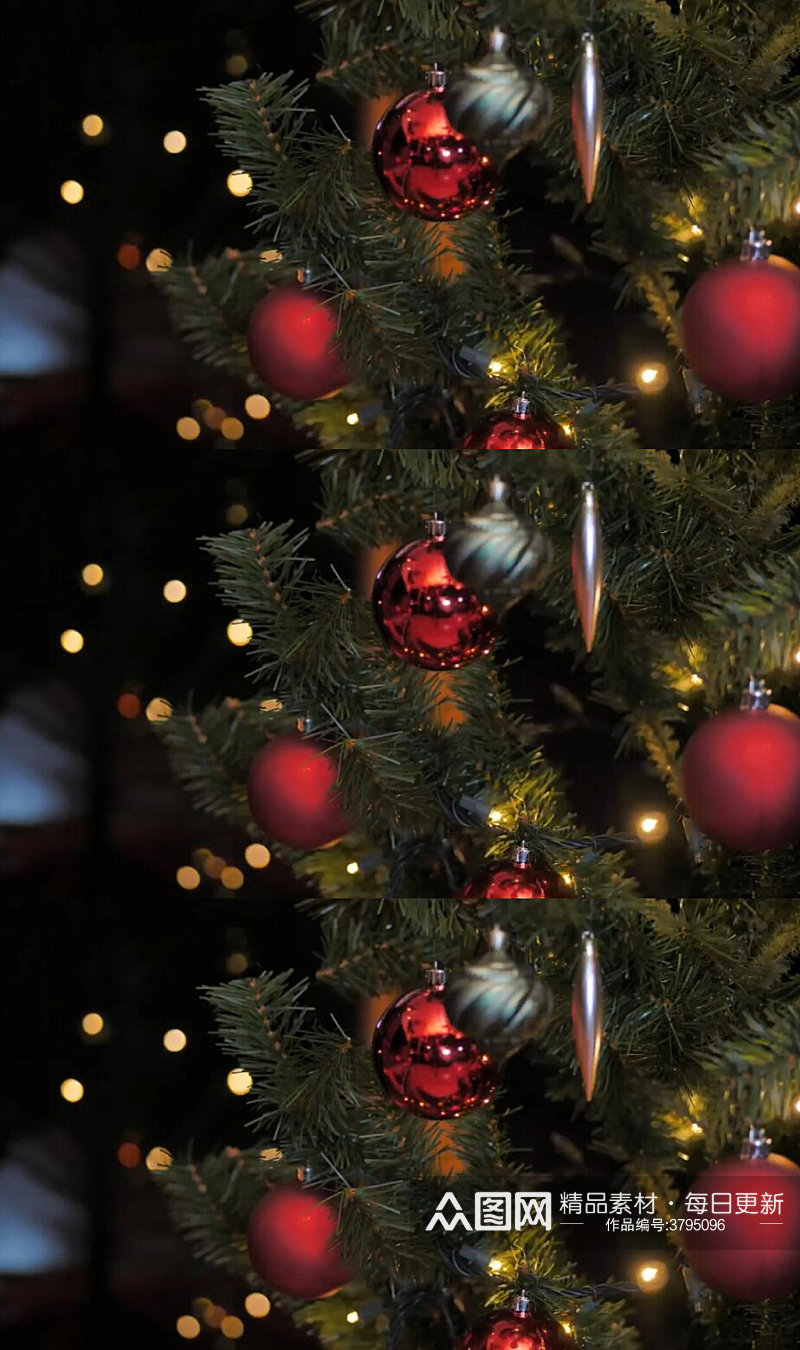 圣诞节装饰的圣诞树实拍视频素材