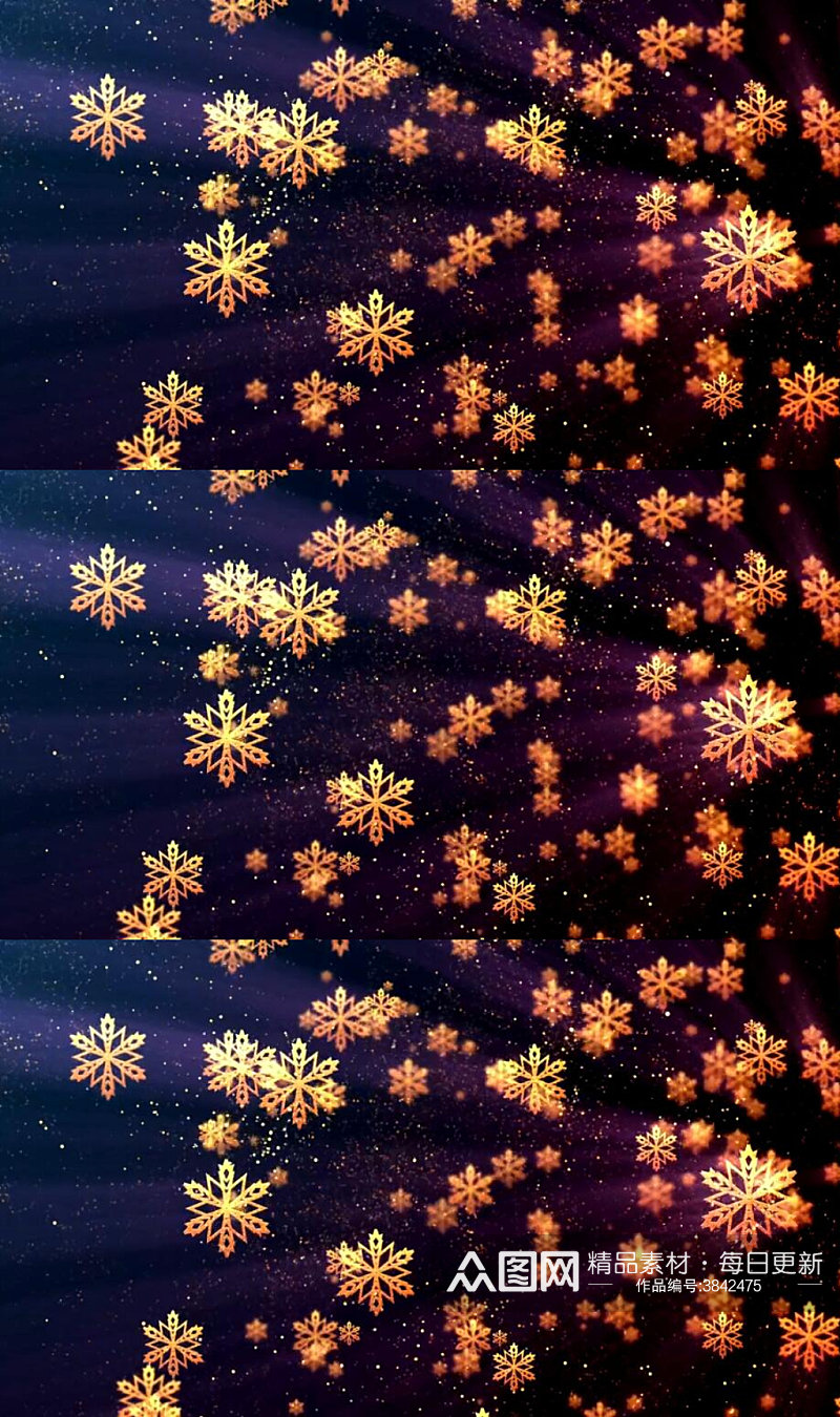 圣诞节漂浮的圣诞金色雪花背景视频素材