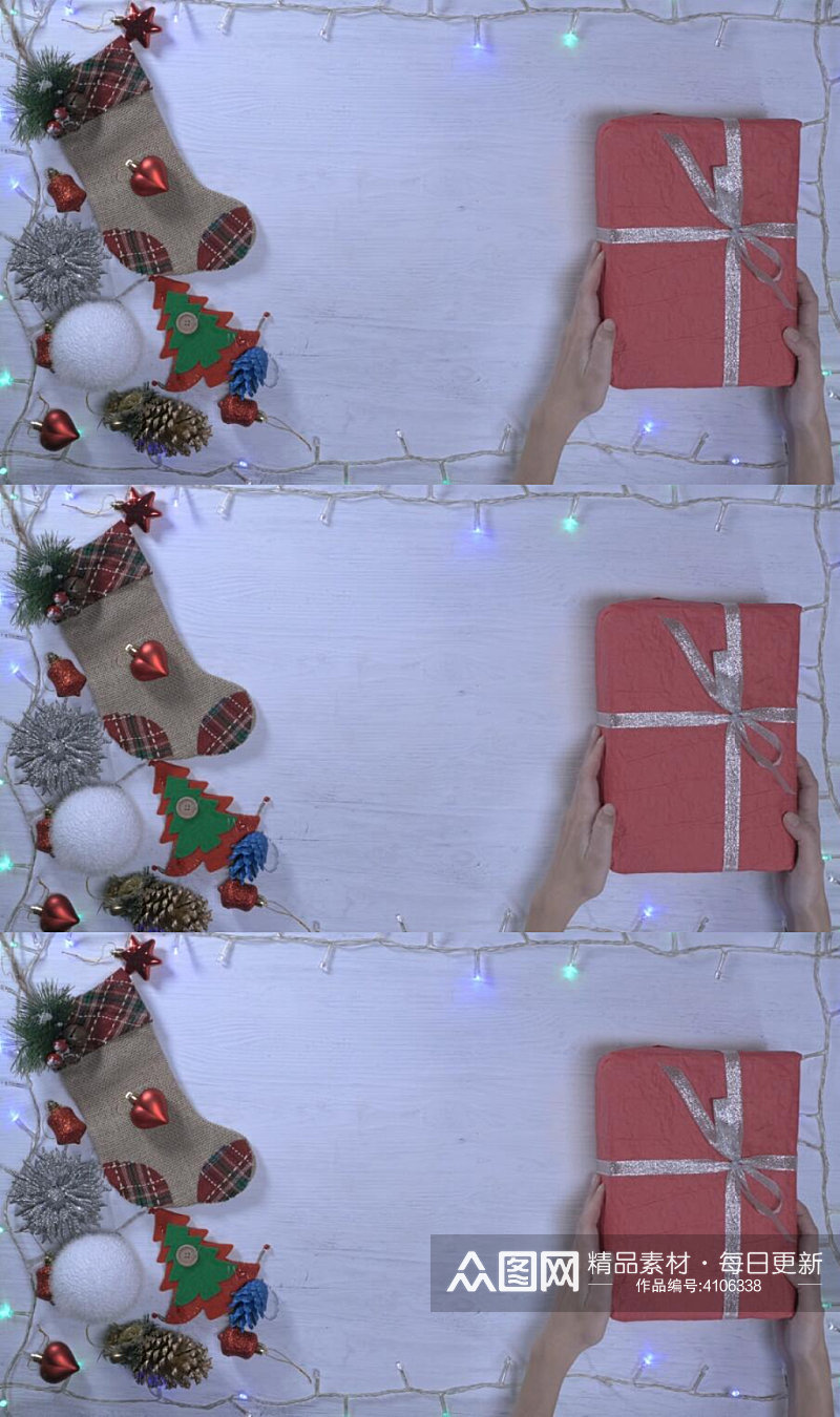 圣诞装饰品包装礼物的框架装饰视频素材
