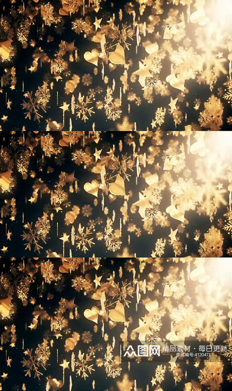 圣诞节落下金色雪花动画背景视频素材