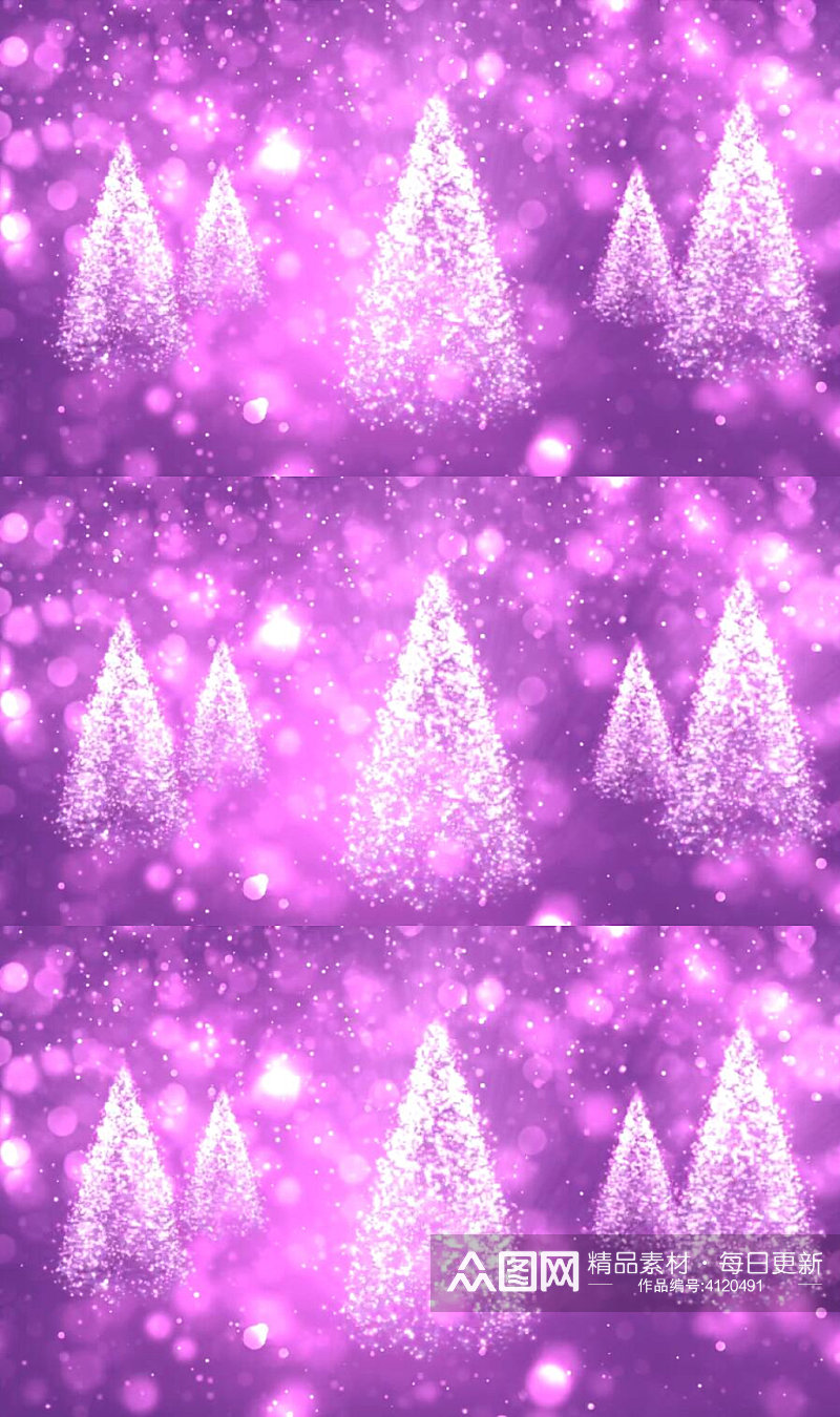 紫色背景中旋转的圣诞树背景视频素材