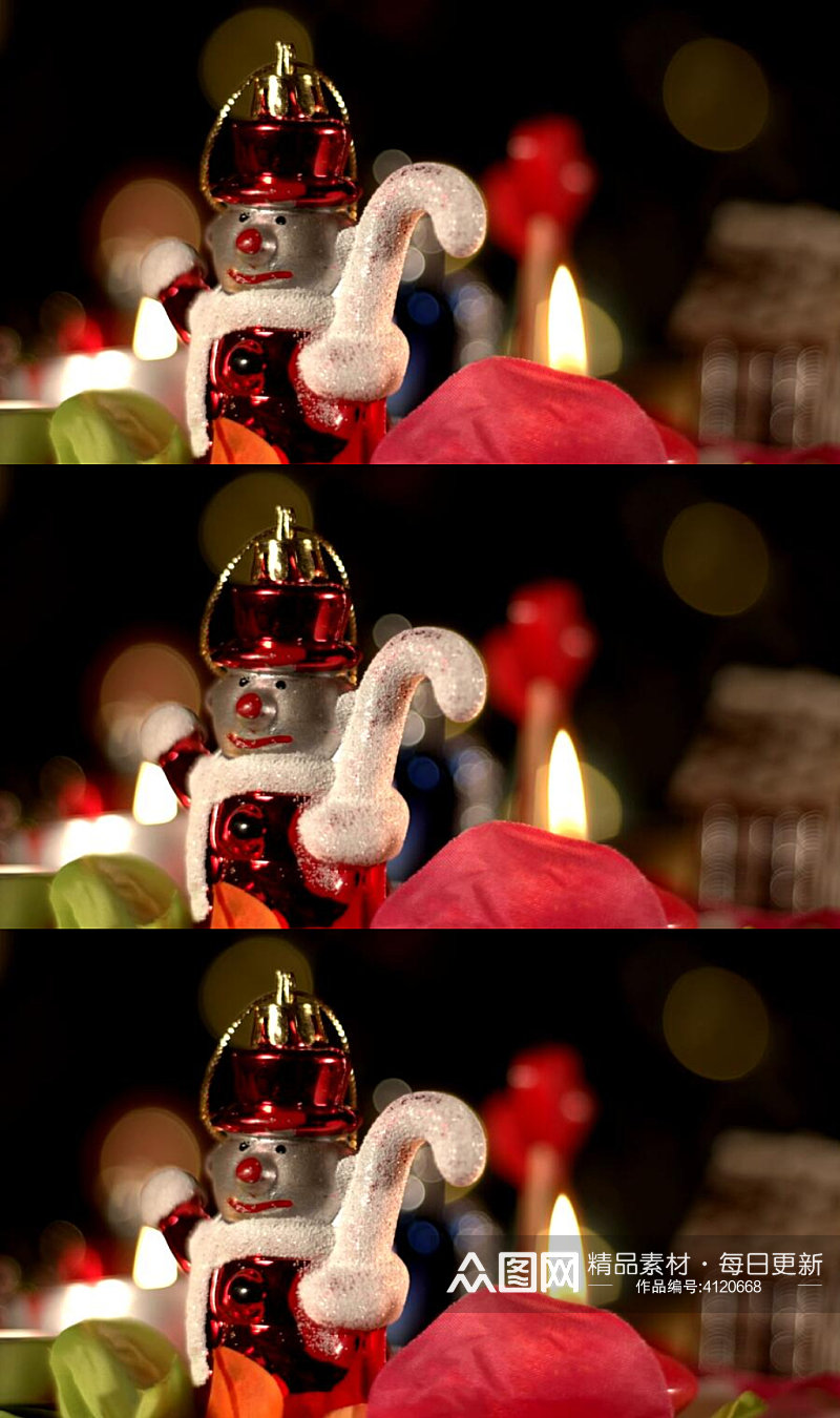 圣诞节玩具雪人蜡烛实拍视频素材