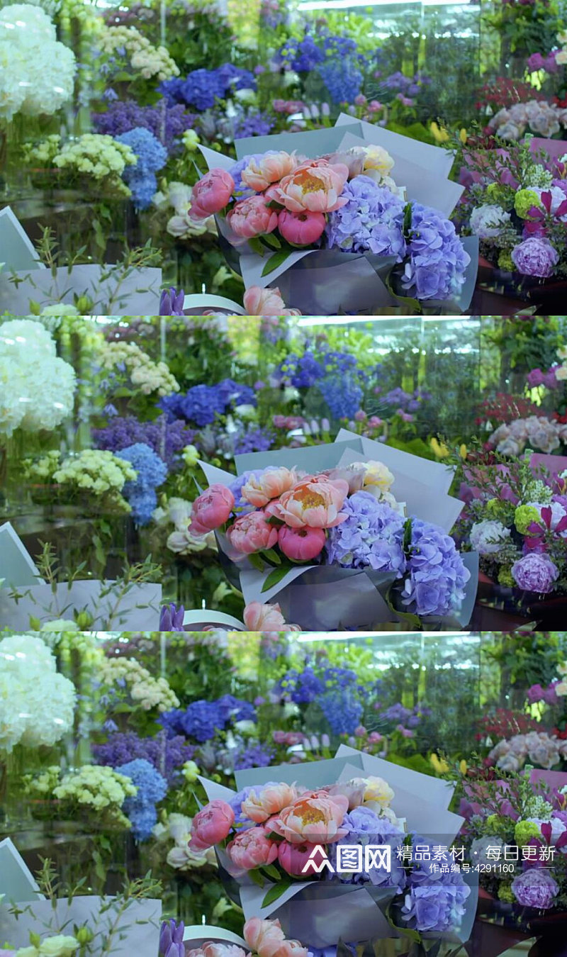 花店里摆放的鲜花实拍视频素材