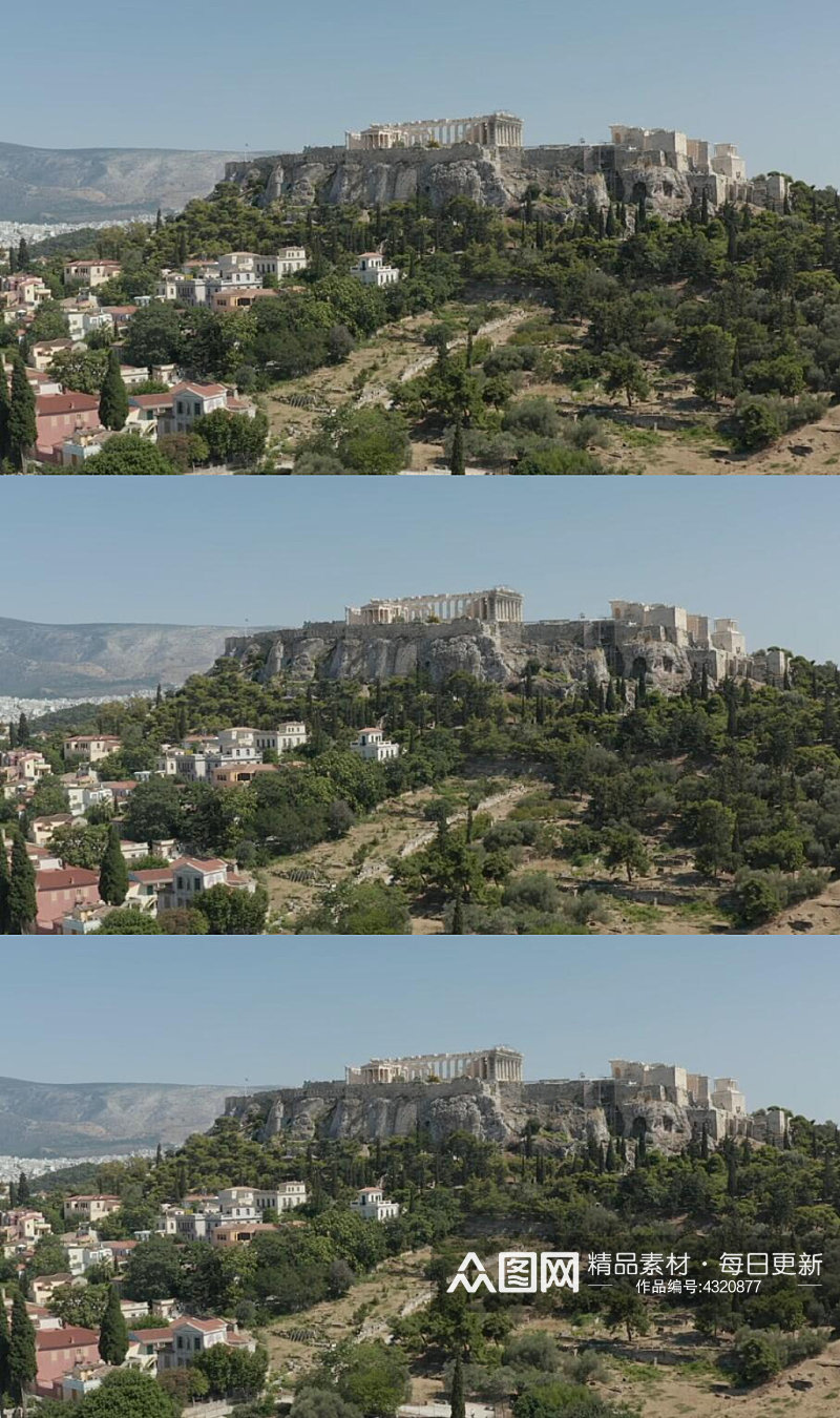 山上的希腊神庙实拍视频素材