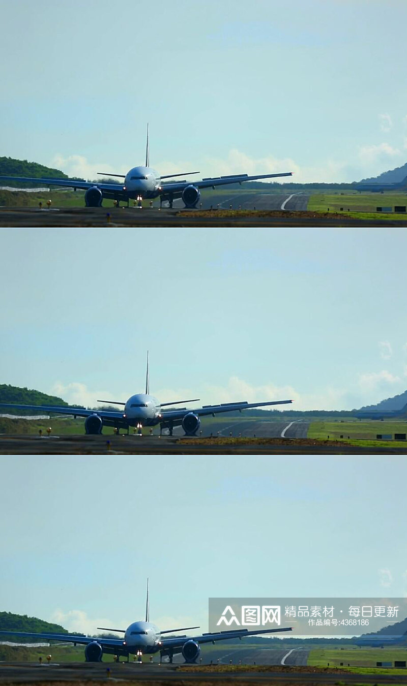 晴朗的天空下机场客机起飞视频素材