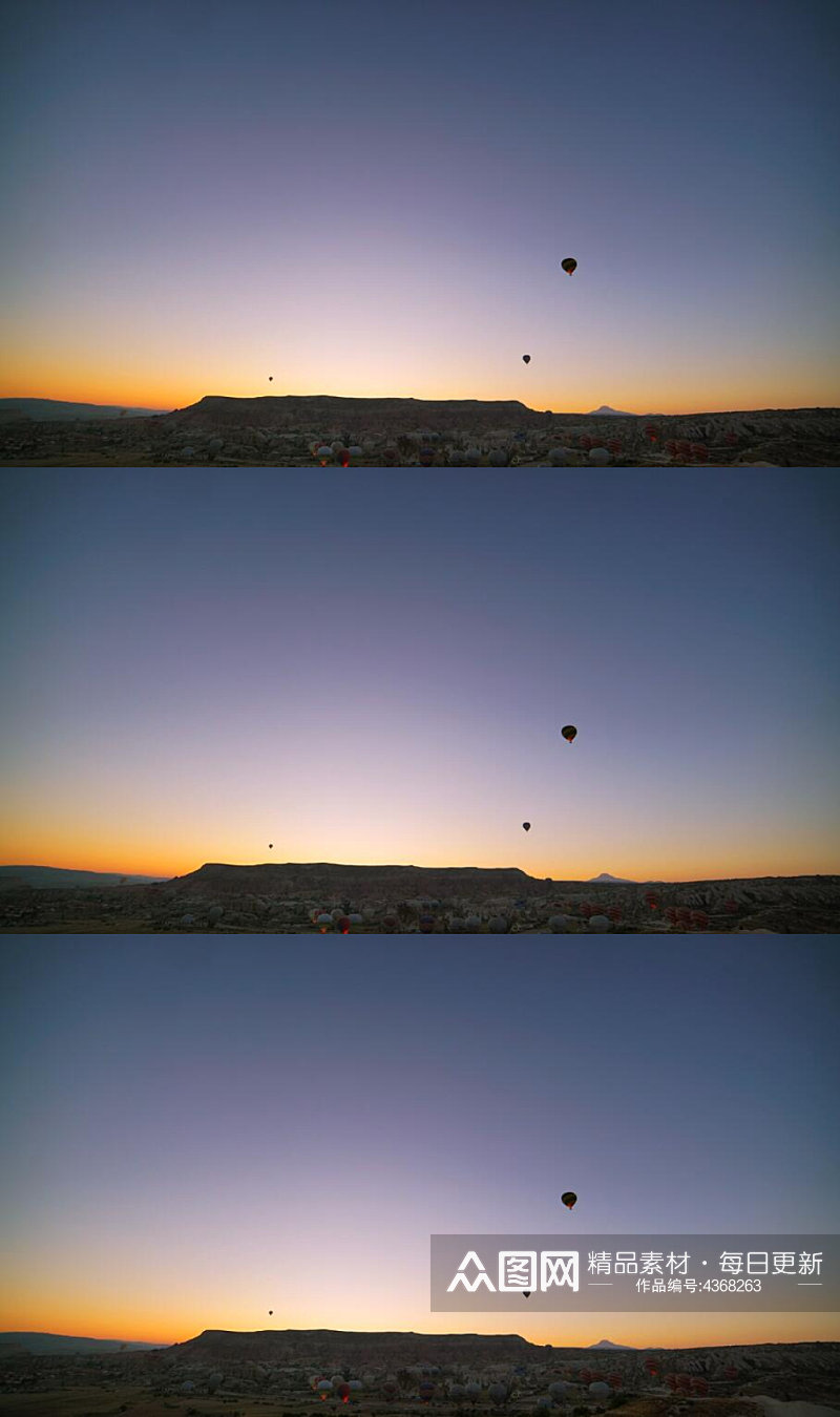晴朗的天空中飞行热气球美景视频素材