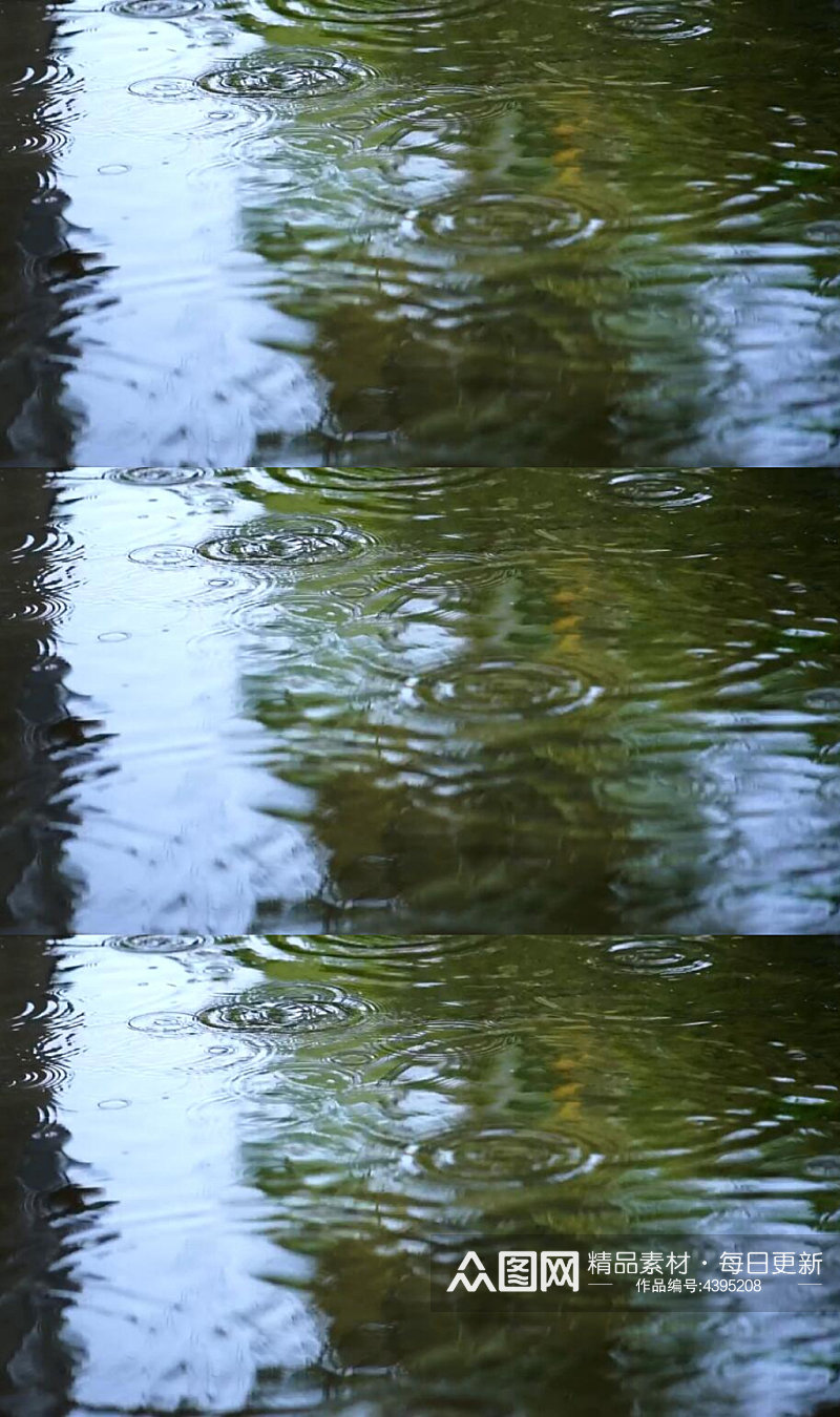 慢摄特写雨滴落在湖面上溅起水波视频素材素材