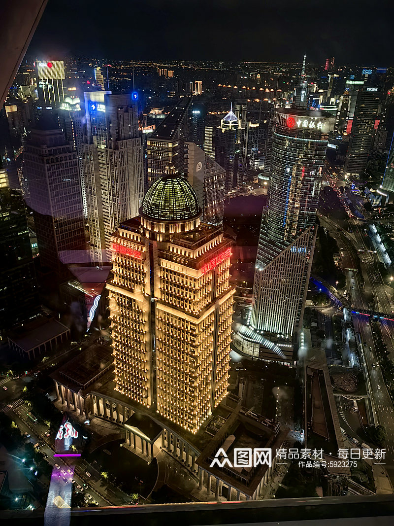 灯光璀璨的上海建筑夜景摄影图素材