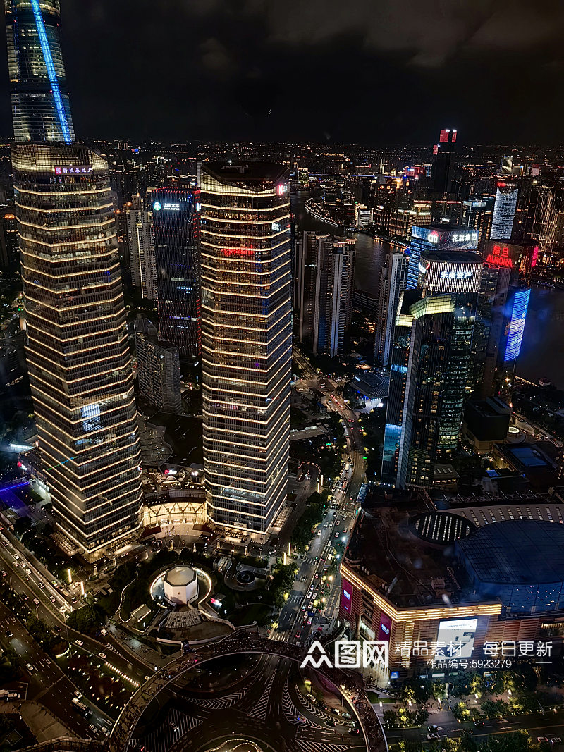 灯光璀璨的上海建筑夜景摄影图素材