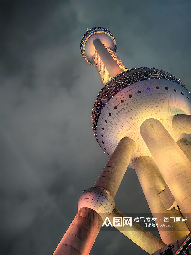 灯光璀璨的上海东方明珠夜景摄影图素材