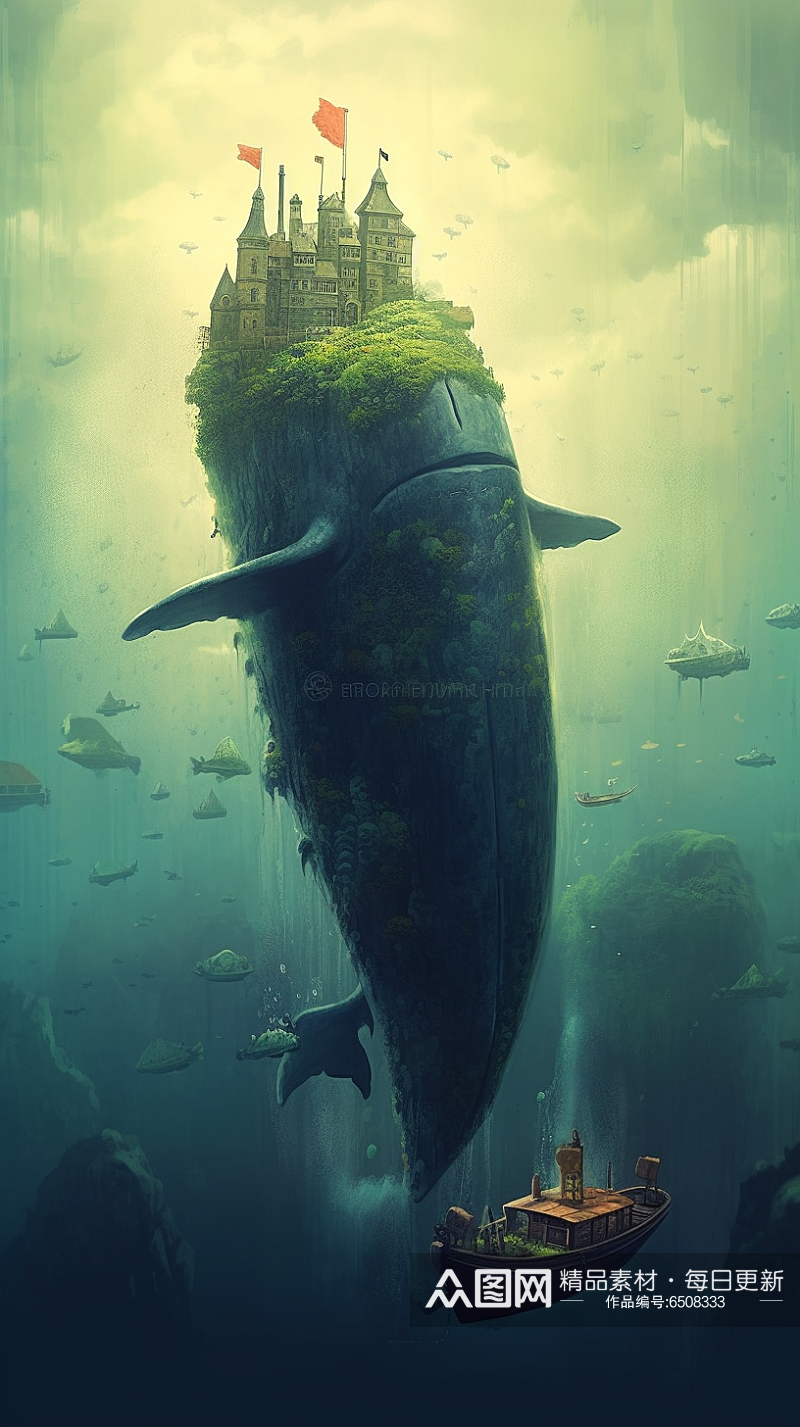 大型海洋生物鲸鱼插画素材