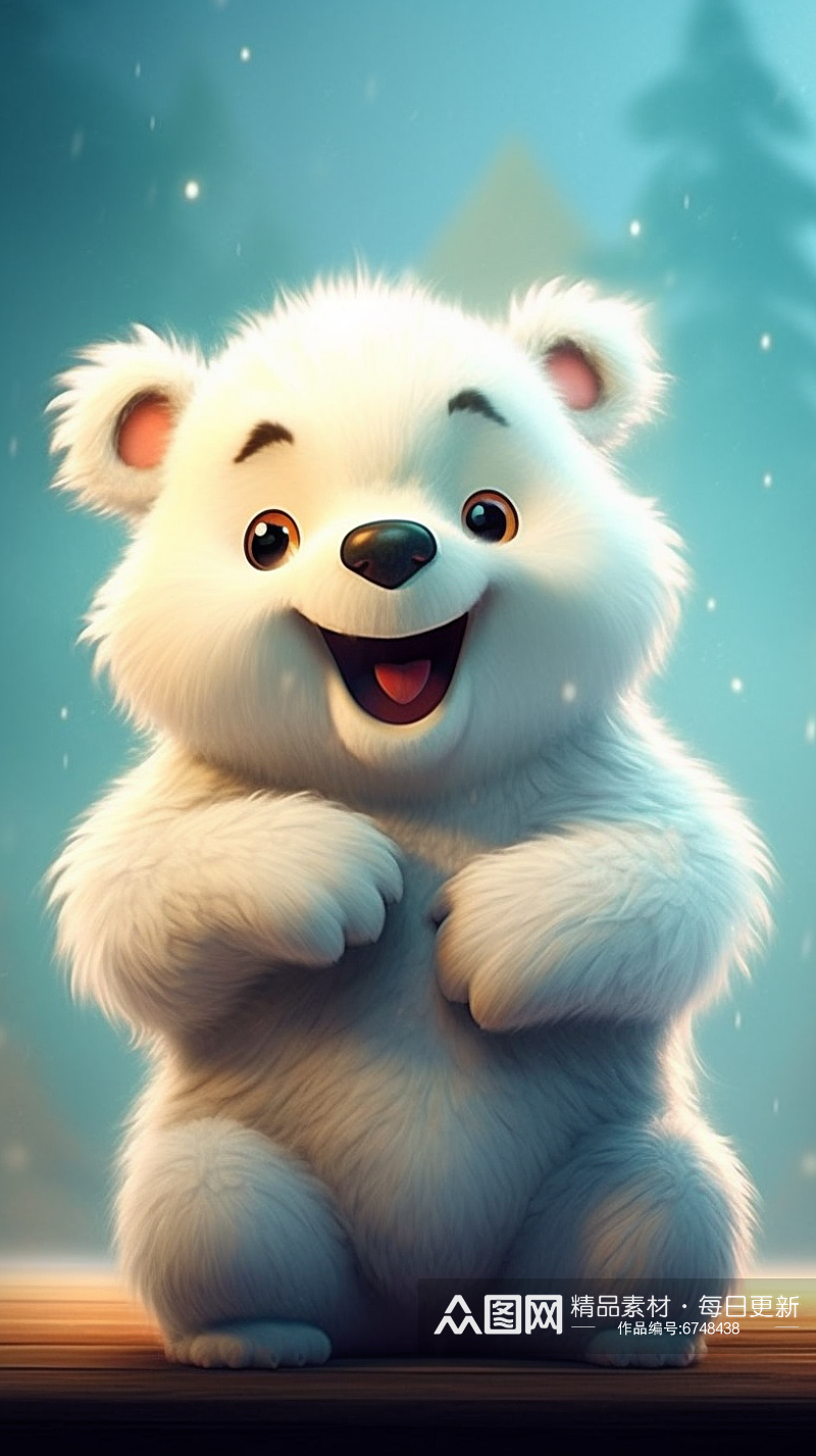 卡通可爱小白熊插画素材