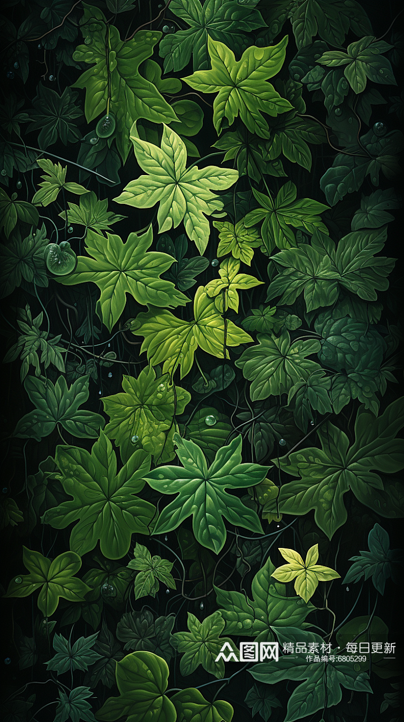 绿色清新植物叶子背景素材