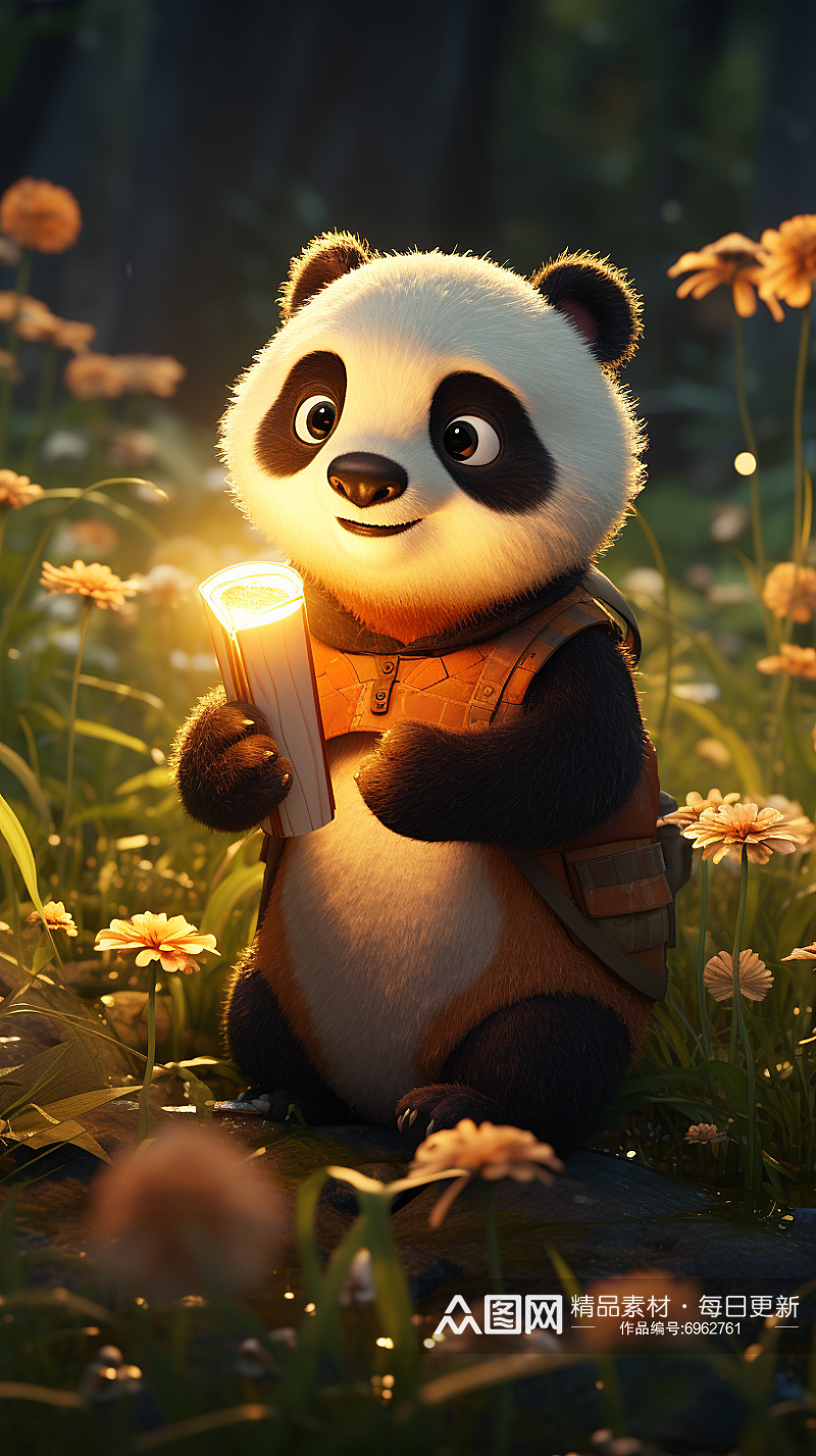 山林中的可爱大熊猫插画素材