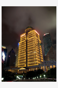 灯光璀璨的上海建筑夜景摄影图