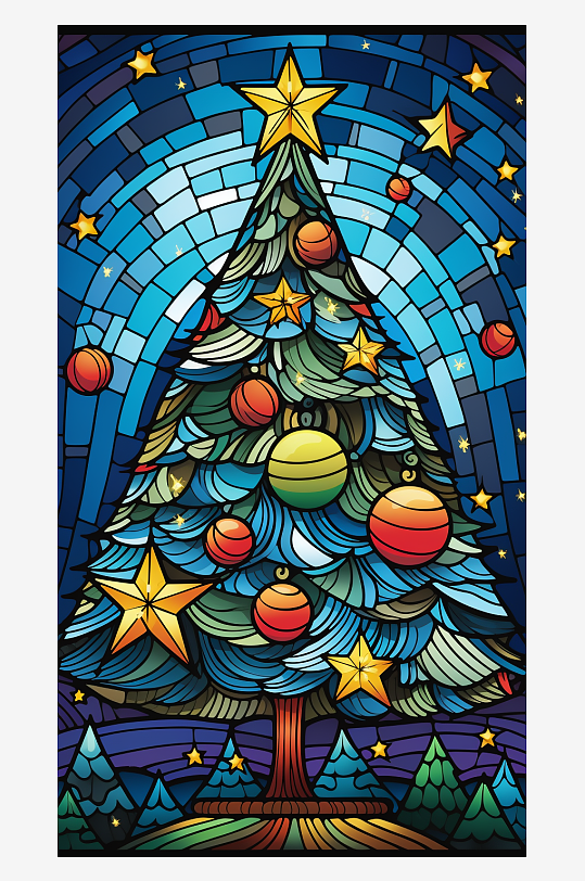 圣诞树松树艺术画