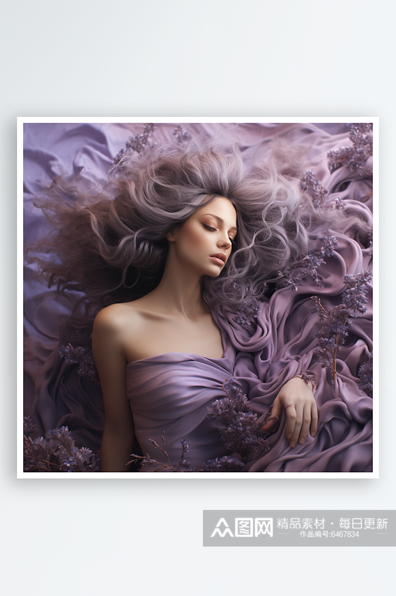 紫色浪漫薰衣草与美女素材