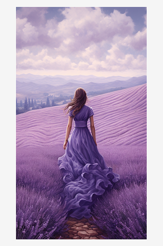 紫色浪漫薰衣草与美女