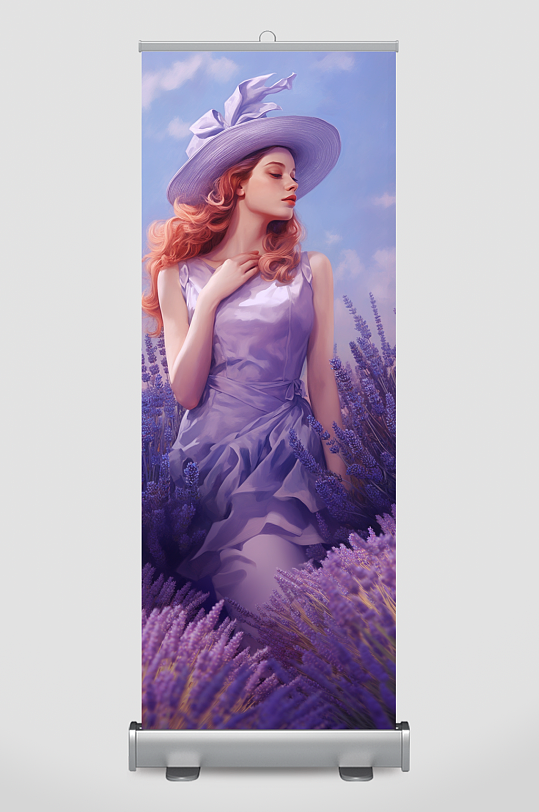 紫色浪漫薰衣草与美女