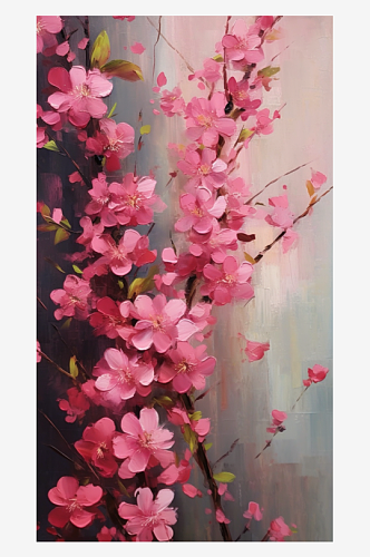 粉红色的盛开的花插画