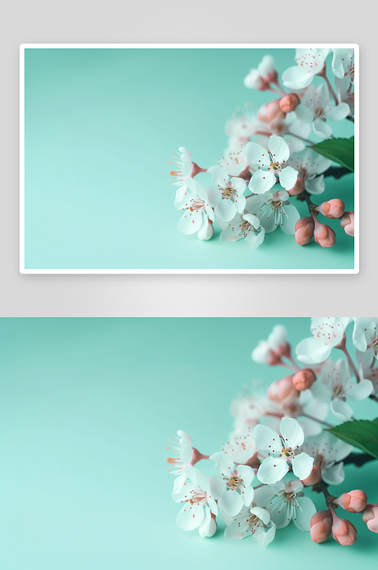 蓝绿色花卉背景图