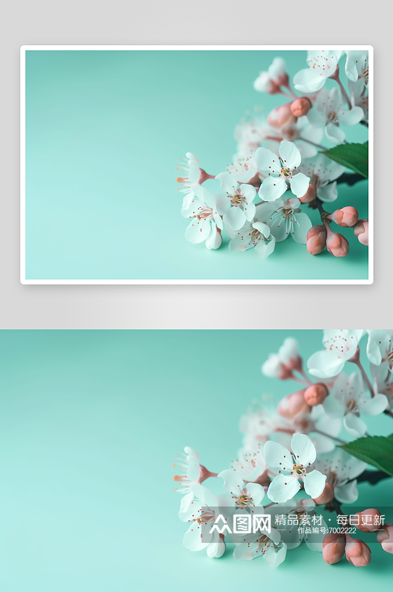 蓝绿色花卉背景图素材