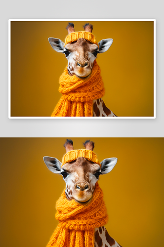 围着围巾的可爱长颈鹿