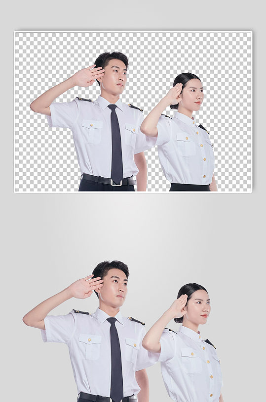空乘航空人员敬礼摄影图元素