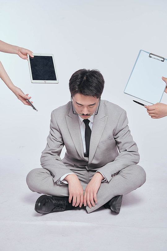 职场商务职业人员职场焦虑压力大摄影图元素