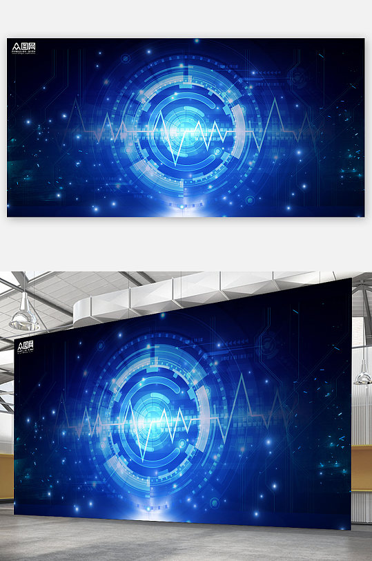 抽象未来感科技背景展板元素-众图网