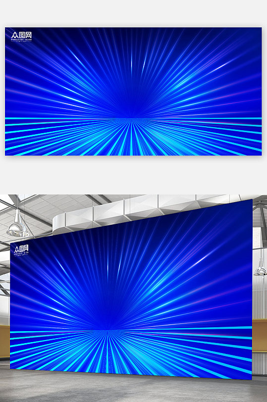 穿梭隧道粒子感科技背景展板元素