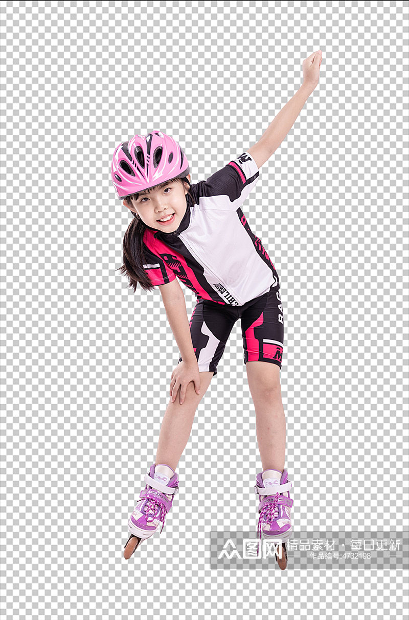 轮滑小女孩比赛人物免抠PNG摄影图片素材