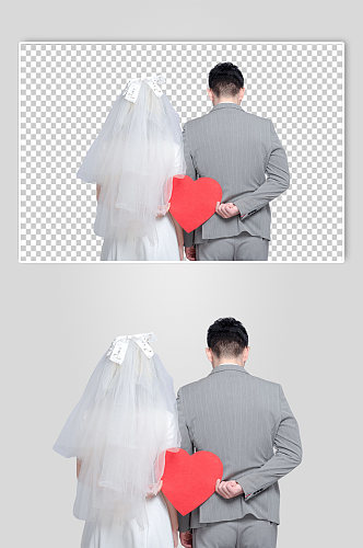 甜蜜新郎新娘婚礼人物背影免扣PNG摄影图