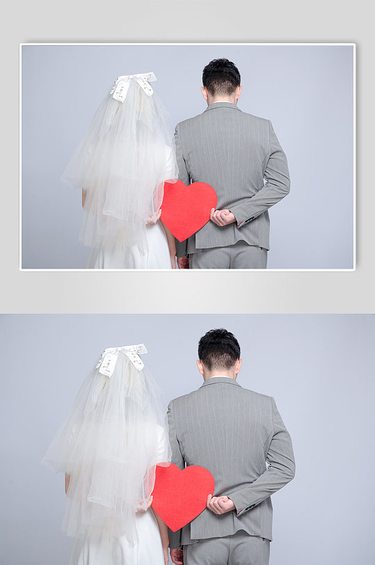 甜蜜新郎新娘婚礼人物背影精修摄影图