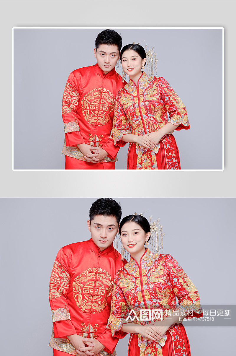 甜蜜浪漫中式婚礼男女人物精修摄影图素材