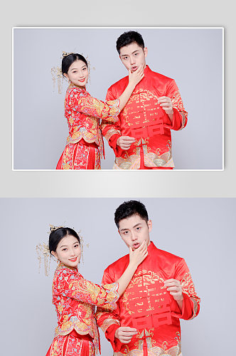 甜蜜中式婚礼结婚男女人物精修修摄影图