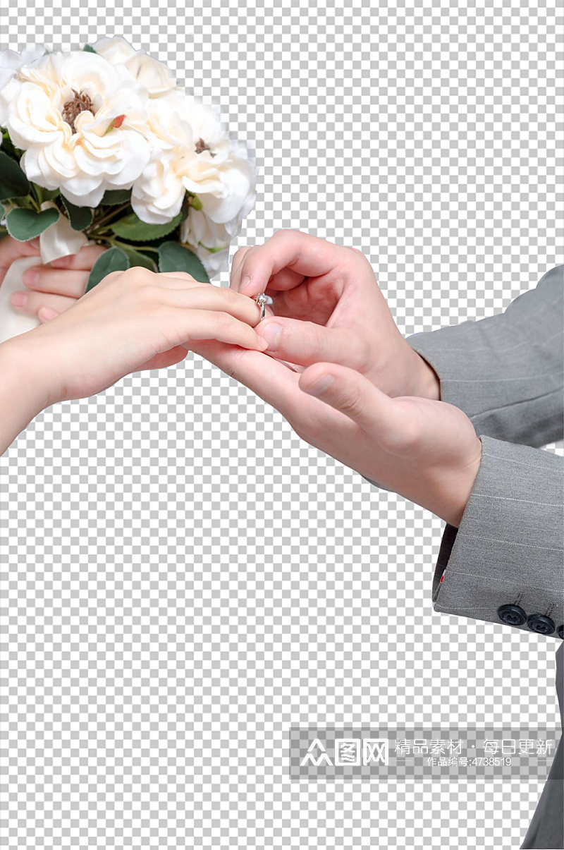 戴婚戒婚礼男女人物免扣PNG摄影照素材