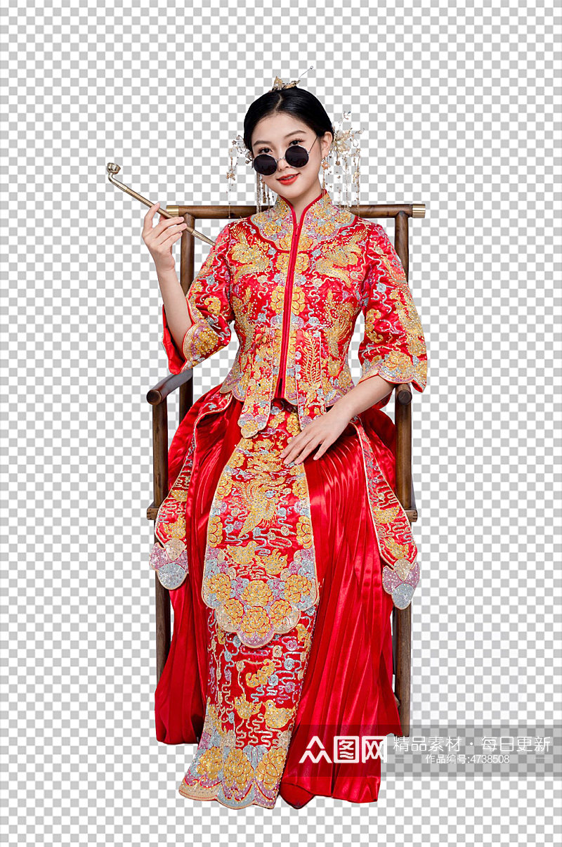 中式婚礼新娘女人物免扣PNG摄影照素材
