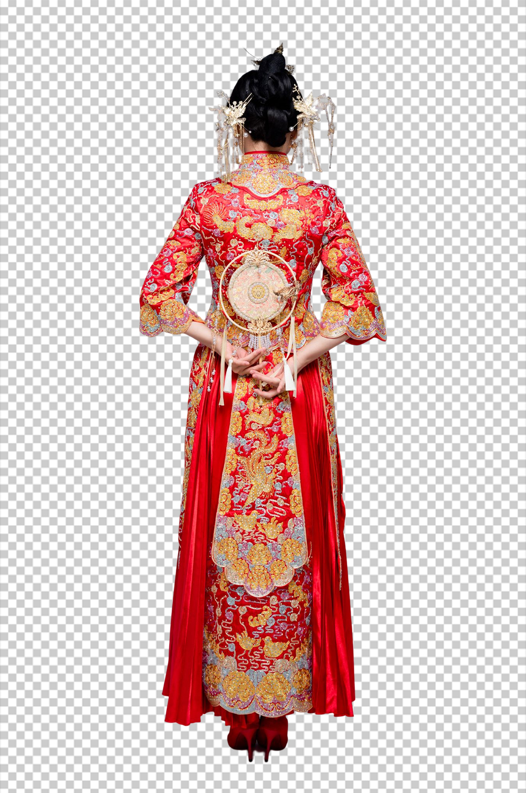 中式新娘背影图片