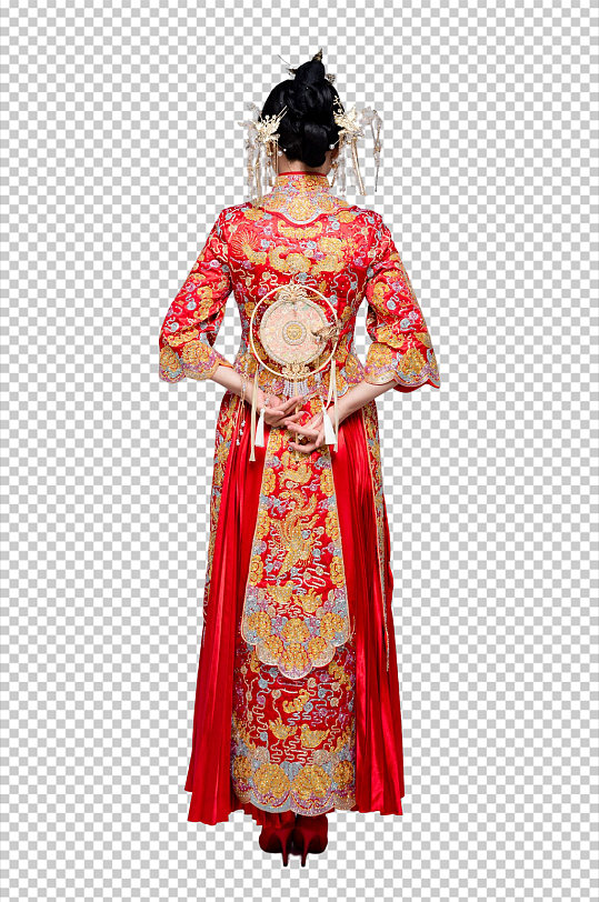中式婚礼新娘女人物背影免扣PNG摄影照