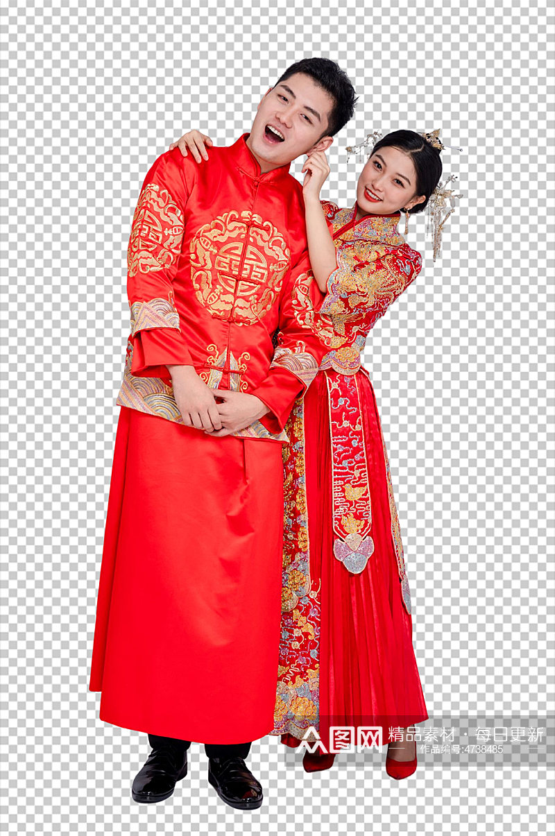 欢乐中式婚礼男女人物免扣PNG摄影照素材