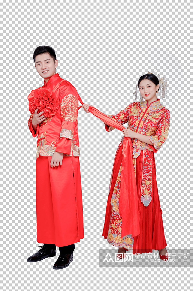 中式婚礼男女新郎新娘人物免扣PNG摄影照素材
