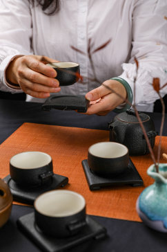 黑陶茶具茶杯茶壶茶道茶文化摄影图片