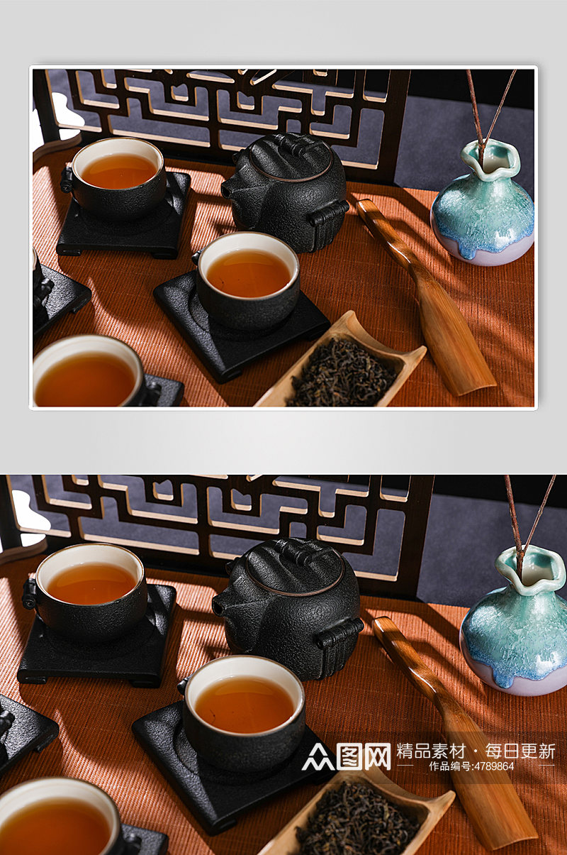 黑陶茶具茶杯茶壶茶道茶文化摄影图片素材