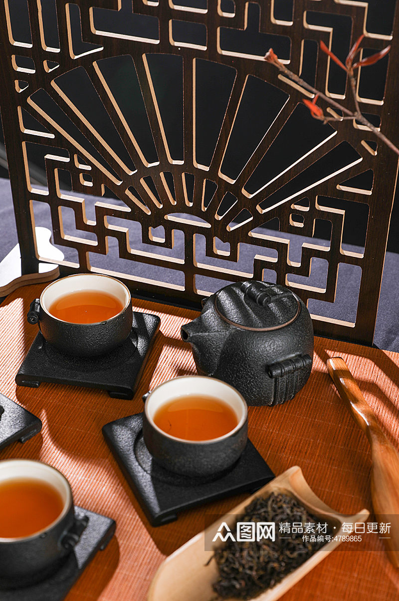 黑陶茶具茶杯茶壶茶道茶叶茶文化摄影图片素材