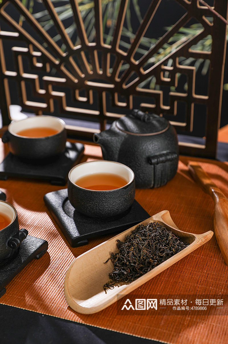 黑陶茶具茶杯茶壶茶道绿茶茶文化摄影图片素材
