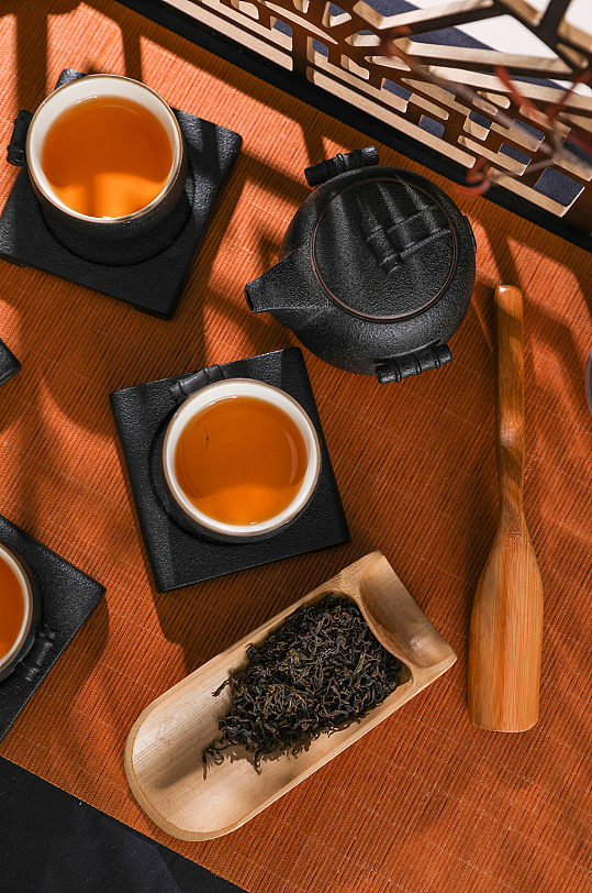 黑陶茶具茶则茶杯茶壶茶道茶文化摄影图片