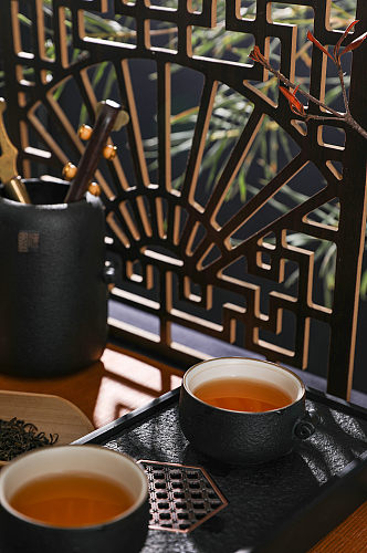 黑陶茶具茶杯茶壶中式茶道茶文化摄影图片