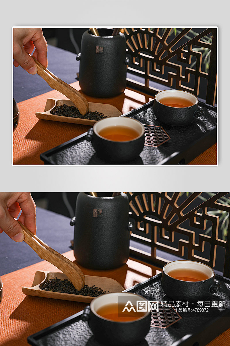 茶镊黑陶茶具茶杯茶壶茶道茶文化摄影图片素材