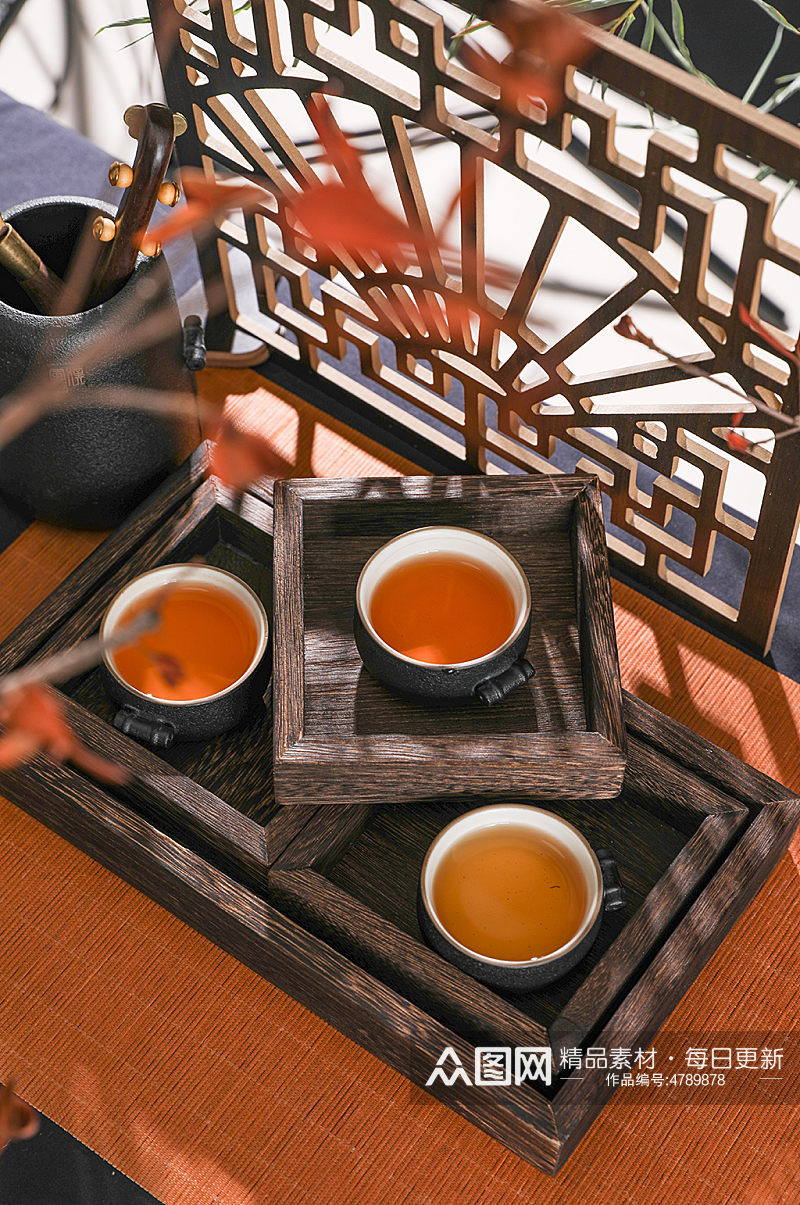 茶筒黑陶茶具茶杯茶壶茶道茶文化摄影图片素材